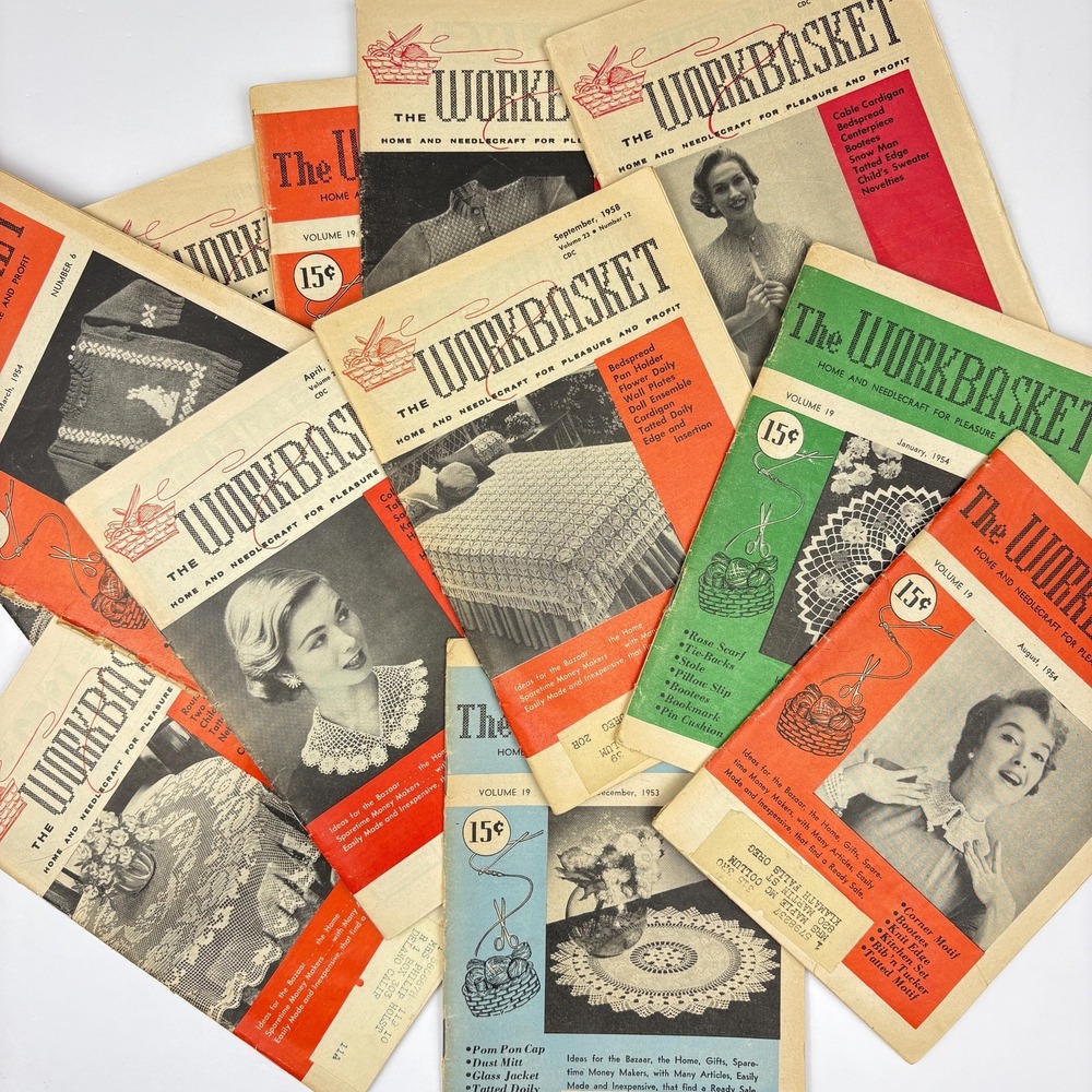 Mystery Lot 1950/60s Workbasket Magazine Vintage Ephemera Crochet Craft Patterns